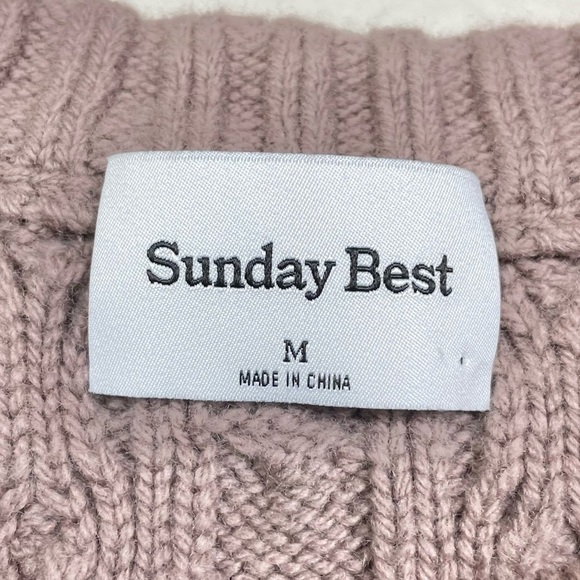 Sunday Best Women's Medium Peggy Sweater Cable Knit Oversized Deep Taupe Neutral - Picture 8 of 16